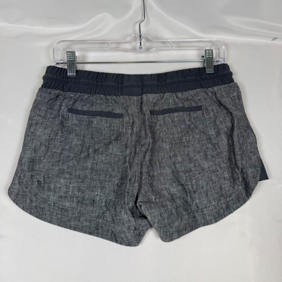 Athleta Womens Charcoal Gray Linen Hybrid Running Shorts Size 2 Drawstring - Picture 2 of 8